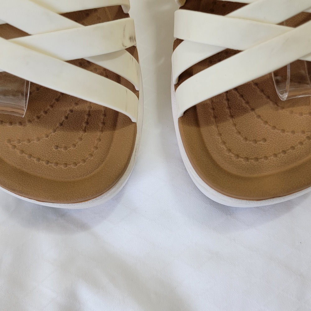 Crocs Brooklyn Strappy Low Wedge Sandals Size 9 Stucco Mushroom Platform 206751 - Picture 3 of 16